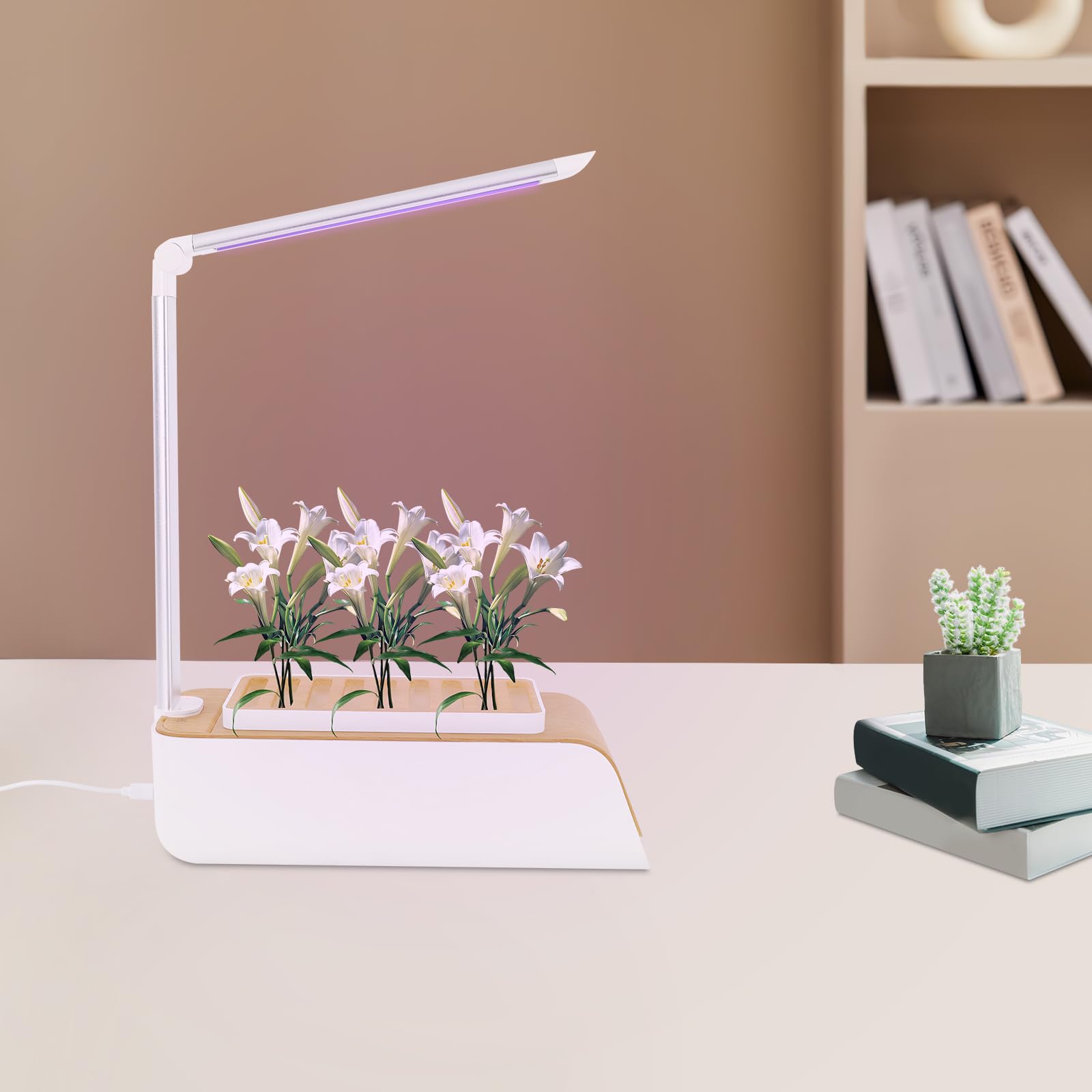 Sistema di impianto idroponico con luce a LED, irrigazione automatica e 3 colori di luce (rosso/blu/bianco), per erbe, verdure e fiori, con indicatore di temperatura e rilevatore di livello