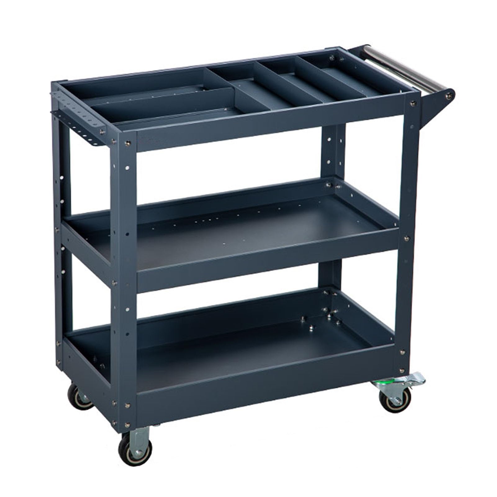 Carrello portautensili, Carrello di Servizio Industriale con capacità di 881 libbre, Carrello portautensili a 3 Livelli con Pannello Posteriore per Officina, Magazzino e,Gray-Style 3
