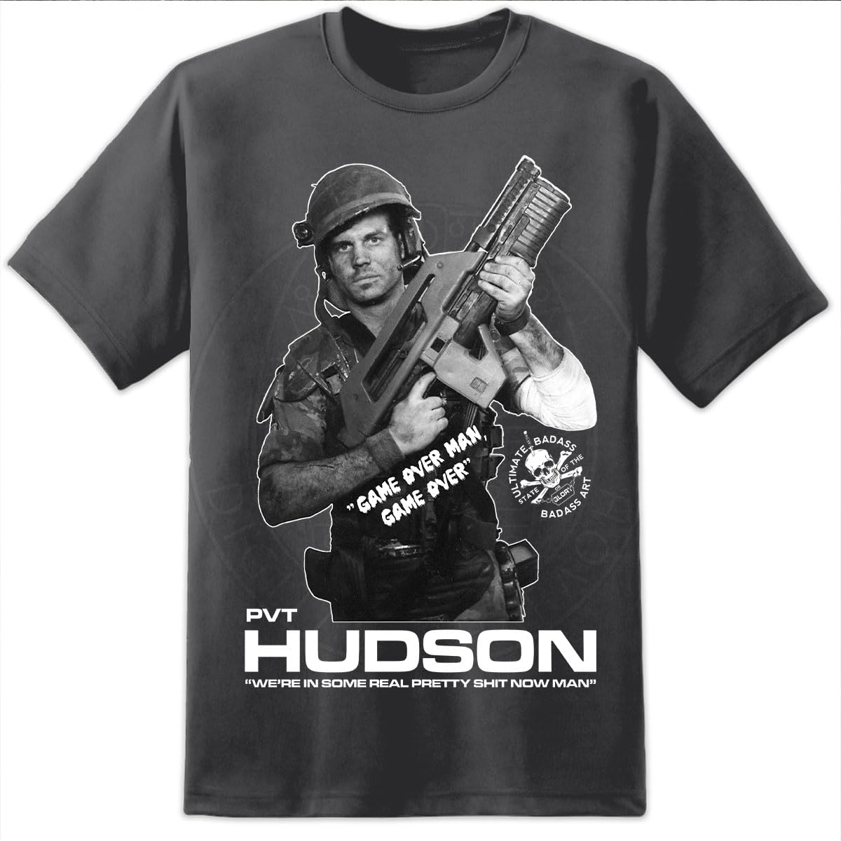 Digital Pharaoh Mens Private Hudson T Shirt Xenomorph Nostromo Weyland Yutani - Charcoal (L)