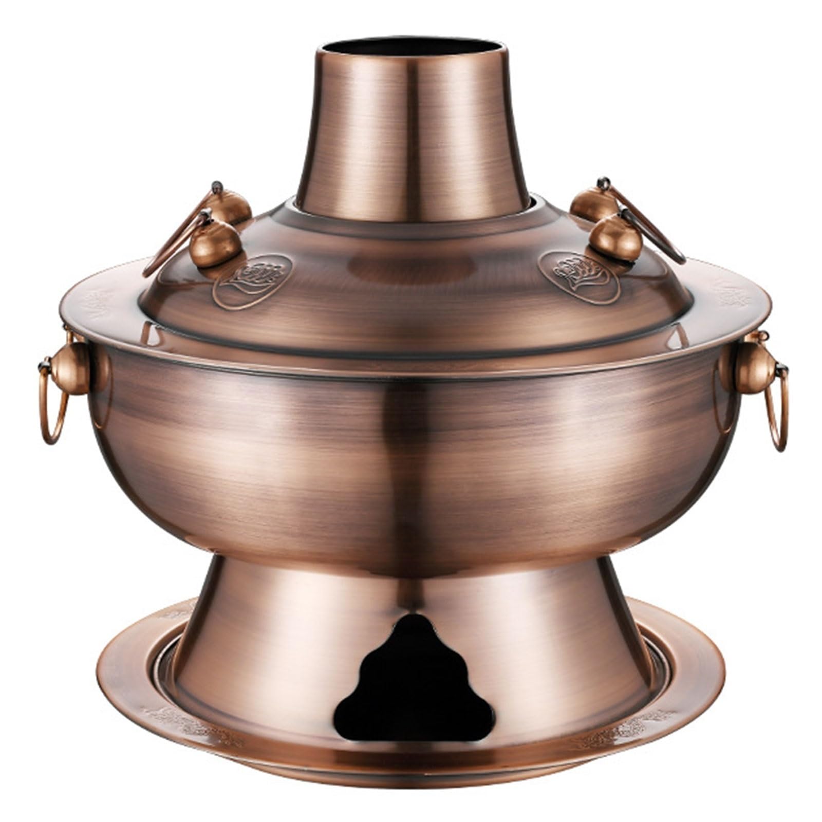 Olla caliente de cobre de 30cm, modelo tradicional shabu a carbón en latón