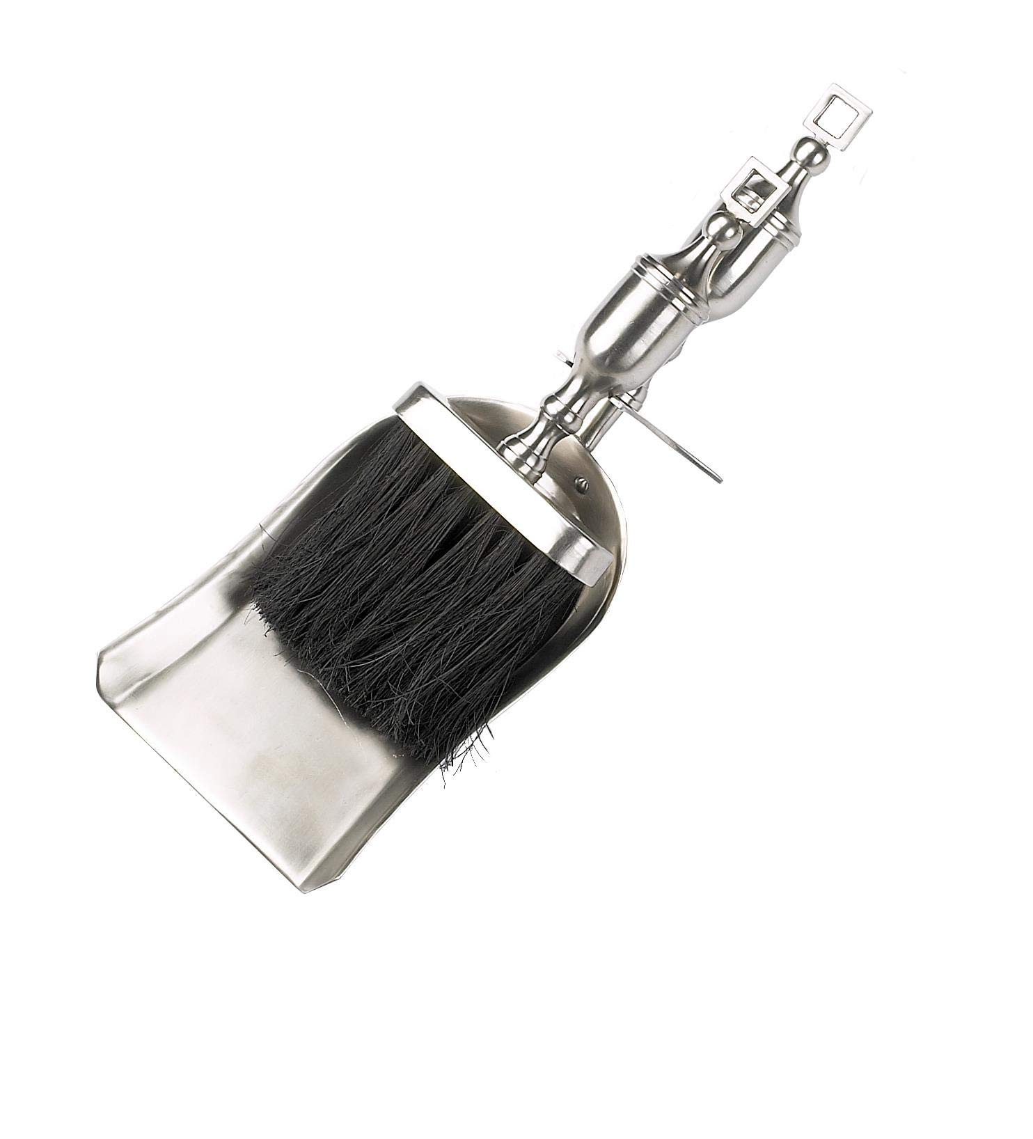 "Grecian" Brushed Pewter Finish Fireside Brush & Pan Set – Heavy Duty Fireplace Tool with Ergonomic Handles – Compact Ash & Debris Removal, Hearth Accessories for Log Burner Open Fire Fire Pit