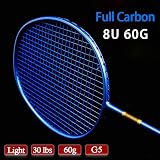 MQPALZKD Full Carbon Fiber Ultralight 60g Badminton Rackets With Bags Strings Professional Racquet Sports For Adult(A)