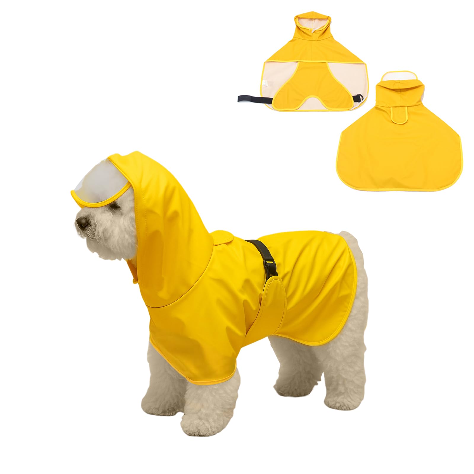 Dog Raincoats Waterproof,Lightweight Pet Rain Jacket Puppy Clothes,Adjustable Waterproof Dog Coat,Raincoat for Medium Dogs (Yellow