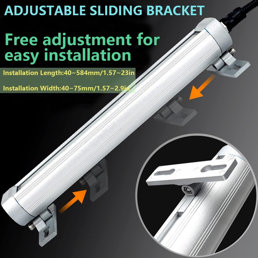 Luz De Trabajo LED Portátil Con Soporte Ajustable,luz De Trabajo Mecánica,luz De Trabajo De Aluminio Impermeable Con Funda Aislante De Alambre,para Tornos,fresadoras CNC(20W 24V-36V)