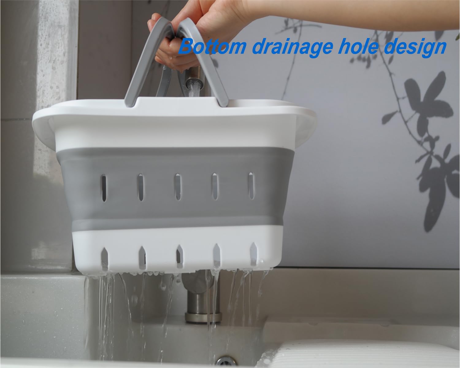 Collapsible Plastic Shower Caddy with Handle, Perforated, Portable Bathroom Organizer for Bedroom, Camping & RV (Orange, 2-Pack)