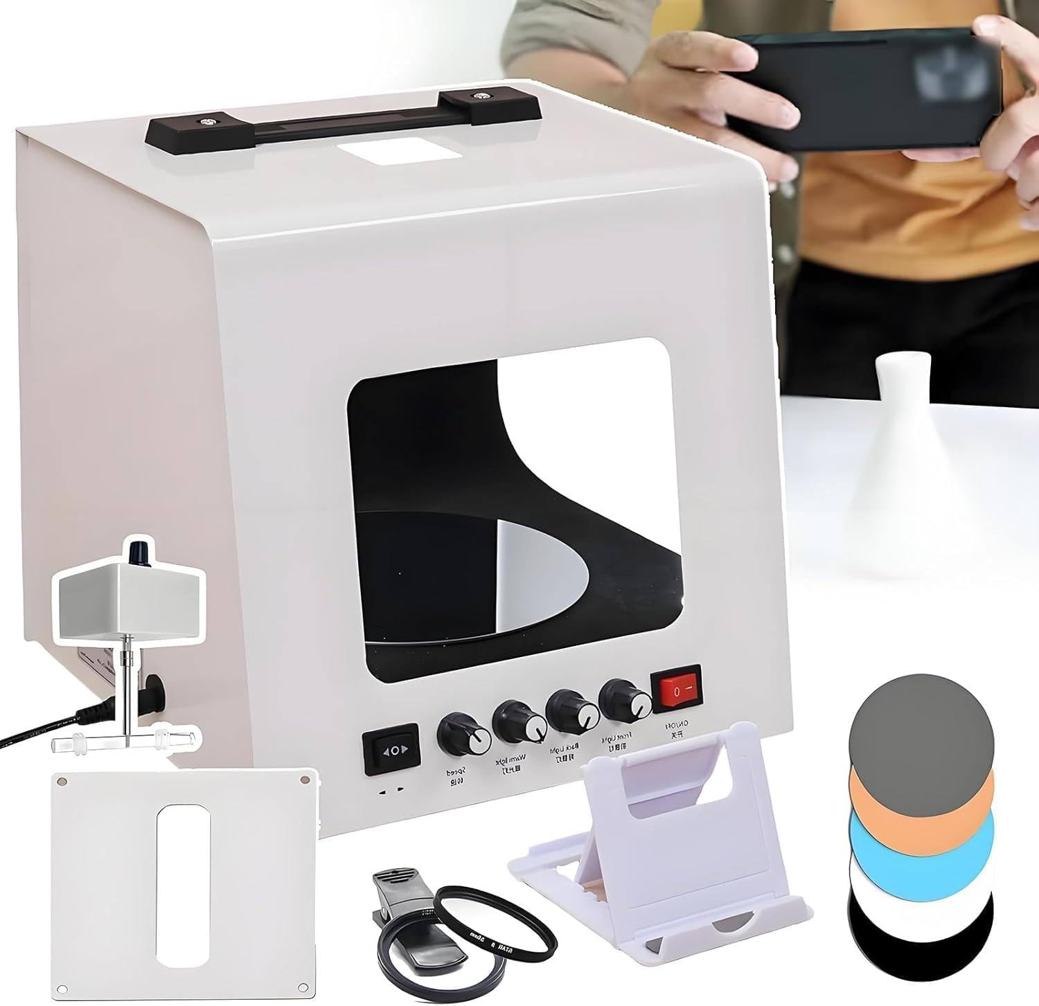 Mini Studio Foto LED z Uchwytem na Telefon TB200