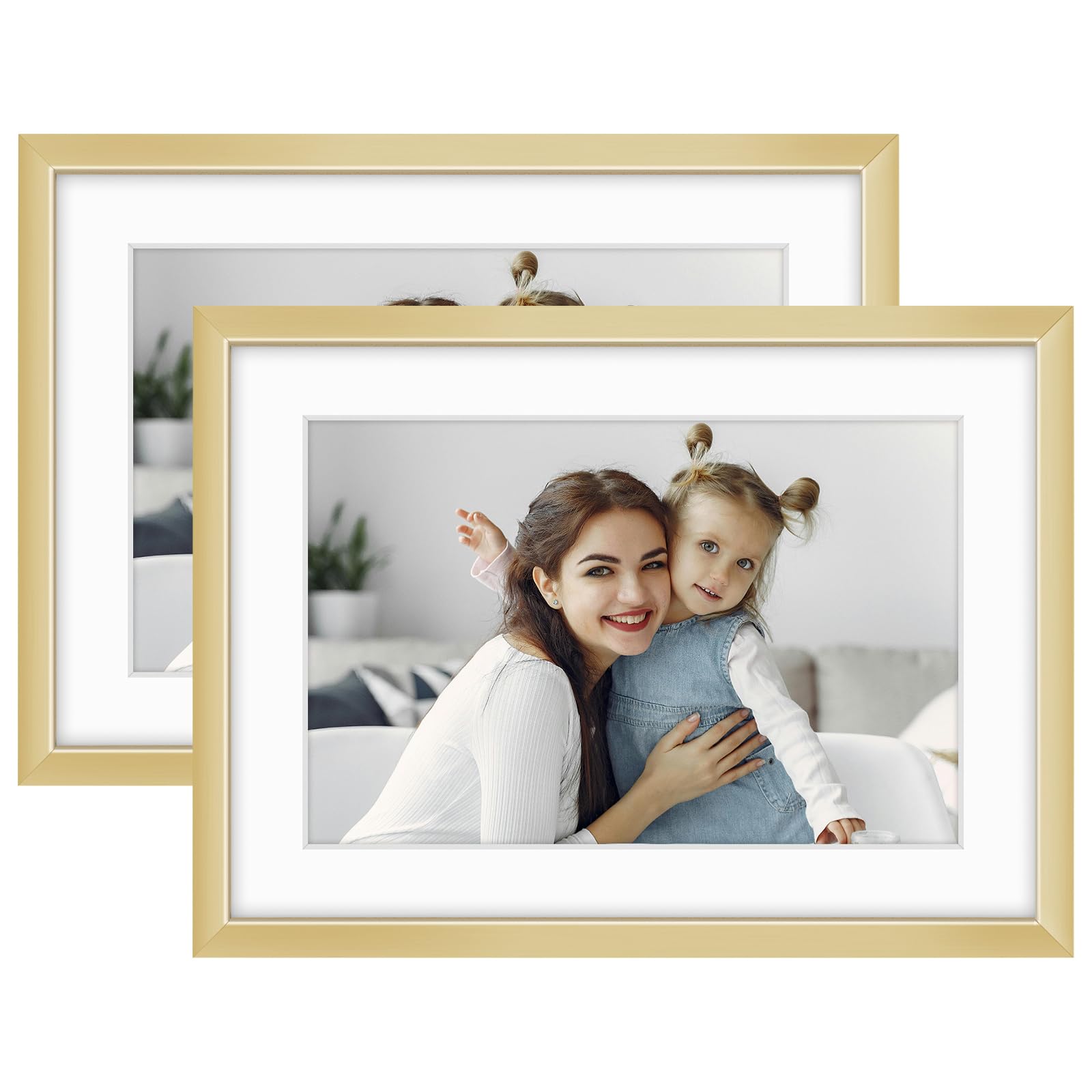 Golden State Art - 5x7 Aluminum Picture Frame - with Mat for 4x6 Photo or Without Mat for 5 x 7 Photo - Real Glass Cover - Simple and Elegant Decor