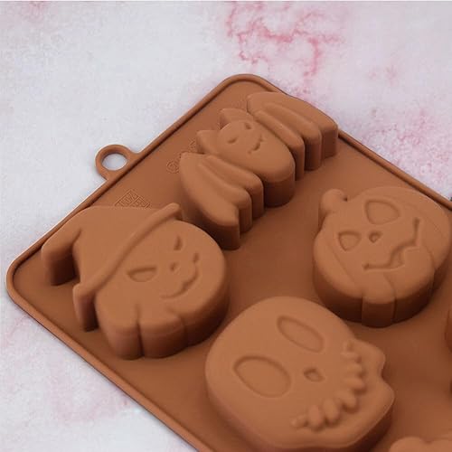 Miniatura 7 de 2 moldes de silicona para calabaza, murciélago, fantasma, calavera, Halloween, molde de silicona para cubitos de hielo, moldes para bandeja de