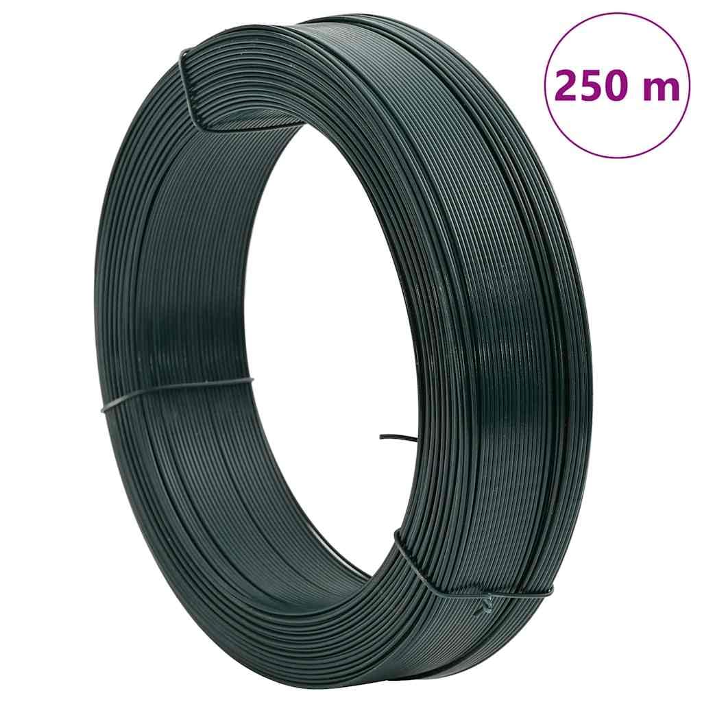 Alambre para valla de 250 m, acero negro y verde, galvanizado con revestimiento de PVC, diámetro de alambre de 2,3 y 3,8 mm, para fijación de postes de vallas, montaje