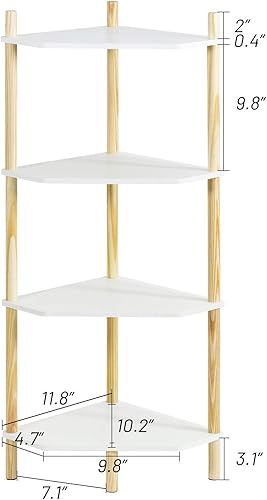 Miniatura 10 de LITA Mesa auxiliar blanca, mesa auxiliar pequeña moderna de madera de 3 niveles, mesita de noche para sala de estar, dormitorio, oficina, espacios