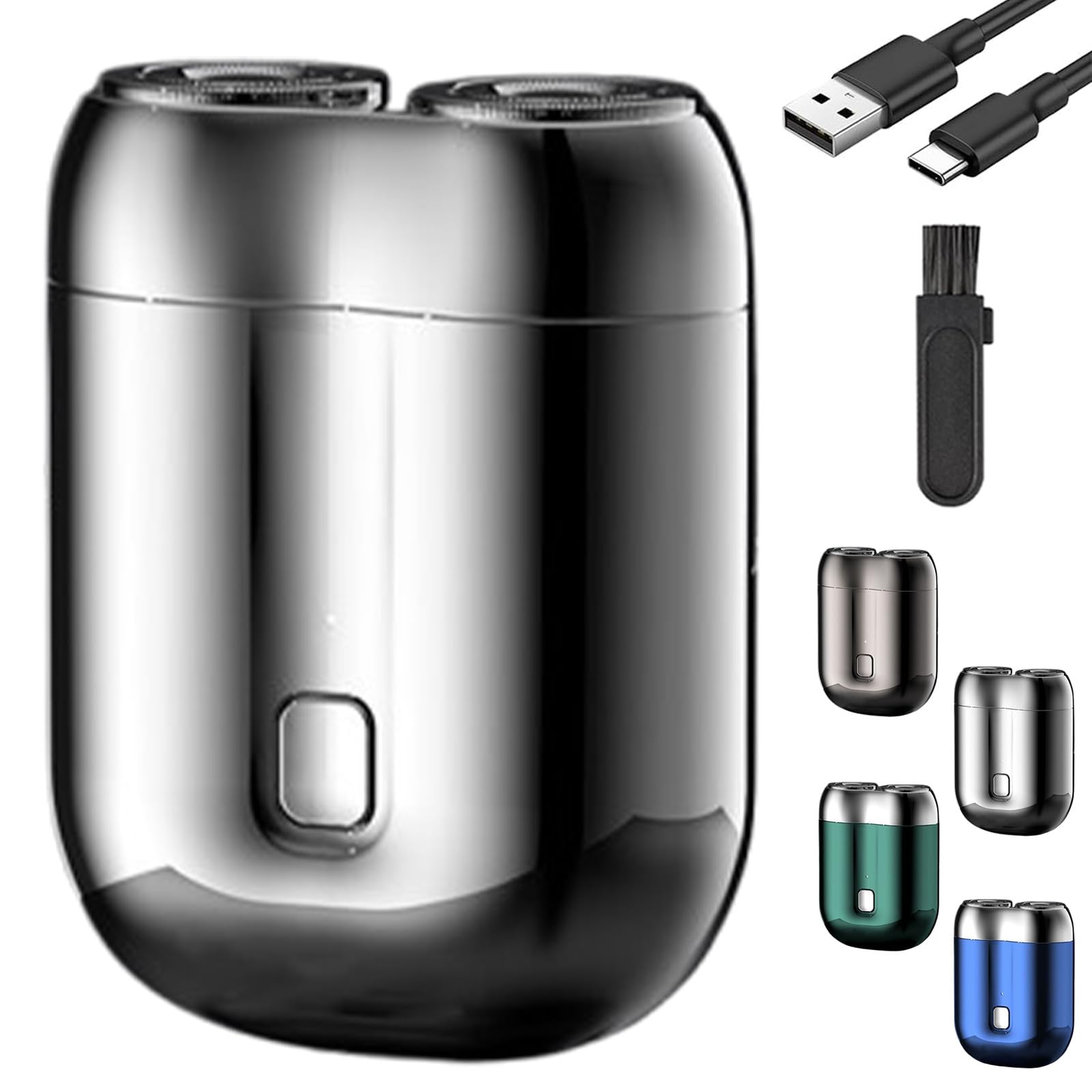 Pocket Shaver USB Mini Shavers for Men, 2025 New Upgrade Pocket Shaver USB Mini Shavers for Men, New Model Portable Rechargeable Dual-Head Wet and Dry Electric Razor (Silver)