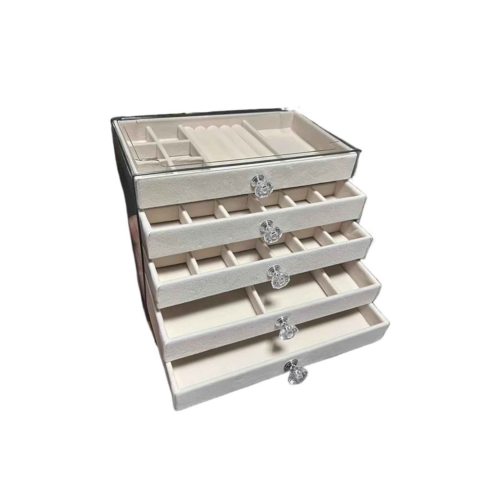 YUSUZH 5 Layers Of Jewellery Organiser Drawer Jewelry Box Earrings Bracelet Organizer Display for Rings, Earrings