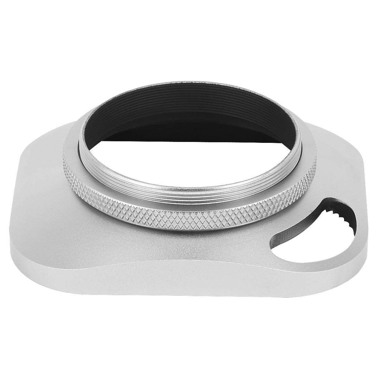 Haoge LH-S43P - Parasol cuadrado de metal de 43 mm para objetivo de rosca para cámara Leica con lente de rosca E43 de 43 mm, color plateado