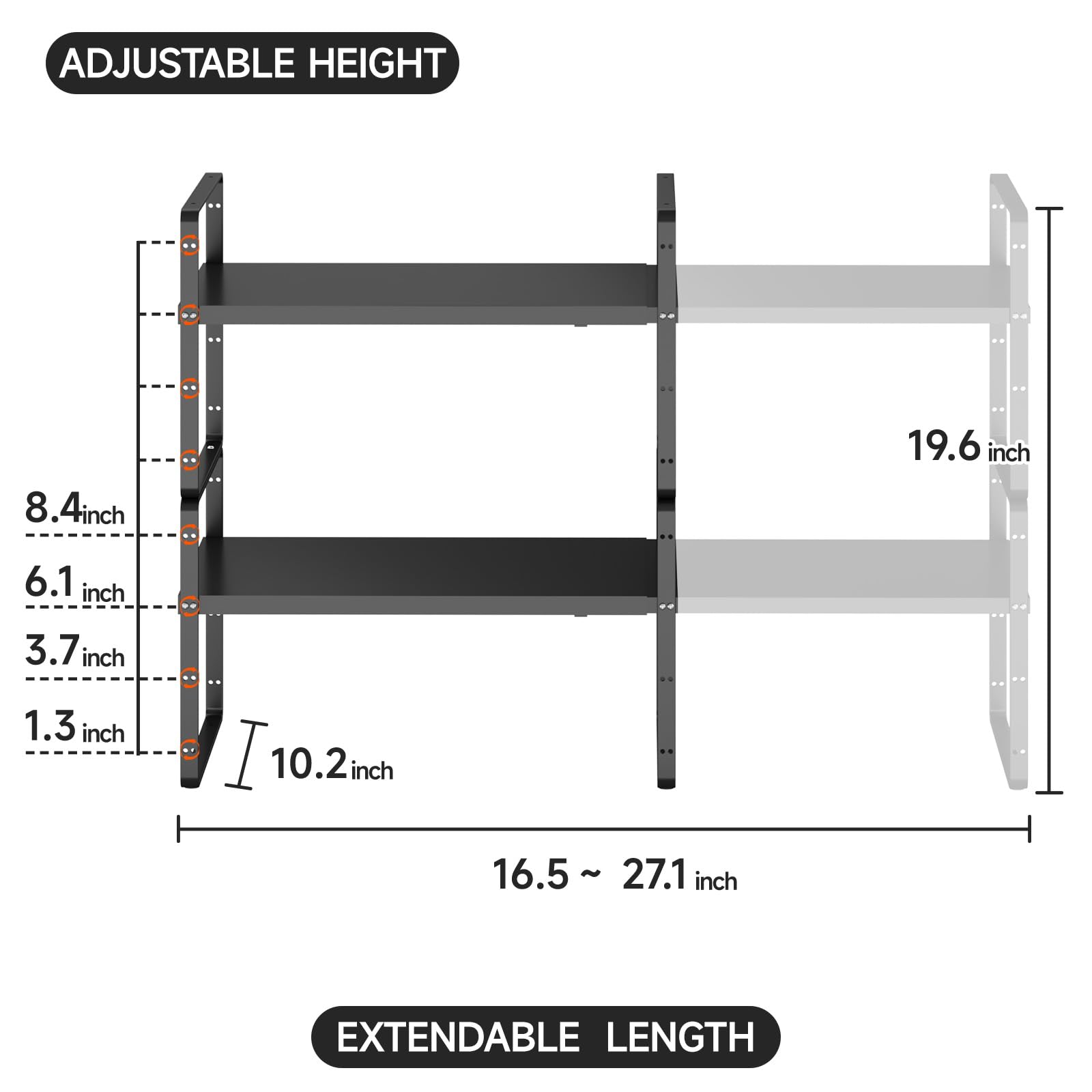 Organizador de estante de cocina expandible, organizador de estante apilable, estantes grandes, estante de despensa de altura ajustable, estante de especias para armario de cocina, encimera