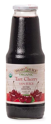 Smart Juice Jugo de cereza ácida orgánica, 33.8 onzas líquidas (1 litro) (paquete de 6) 100% jugo no de concentrado