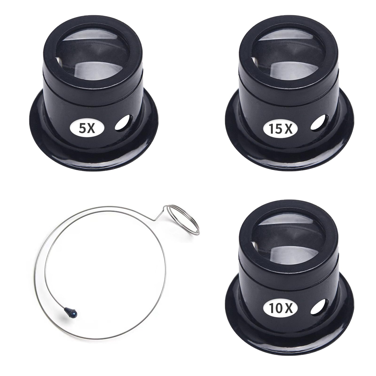Jewellers Loupe, Jewellers Magnifying Glass, Eye Loupe Magnifier, Watchmakers Eye Glass, Monocular Loupes,5X 10X 15X with Eyepiece Ring, for Watches,Jewelry,Stamps
