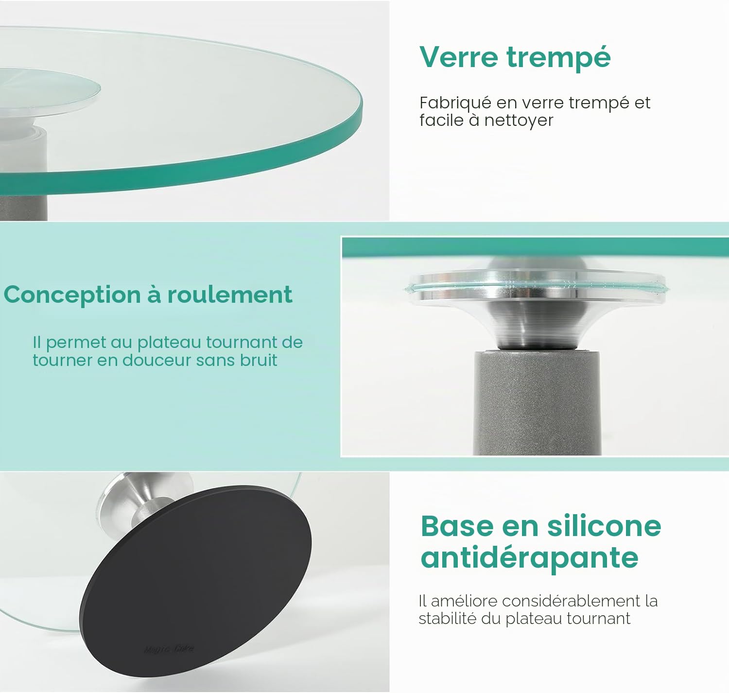 Uten Kit de Pâtisserie, 33 pcs Fournitures de Décoration de Gâteaux avec Plateau Tournant en Verre, Poche à Douille, Embouts de Passepoil, Outils de Cuisson