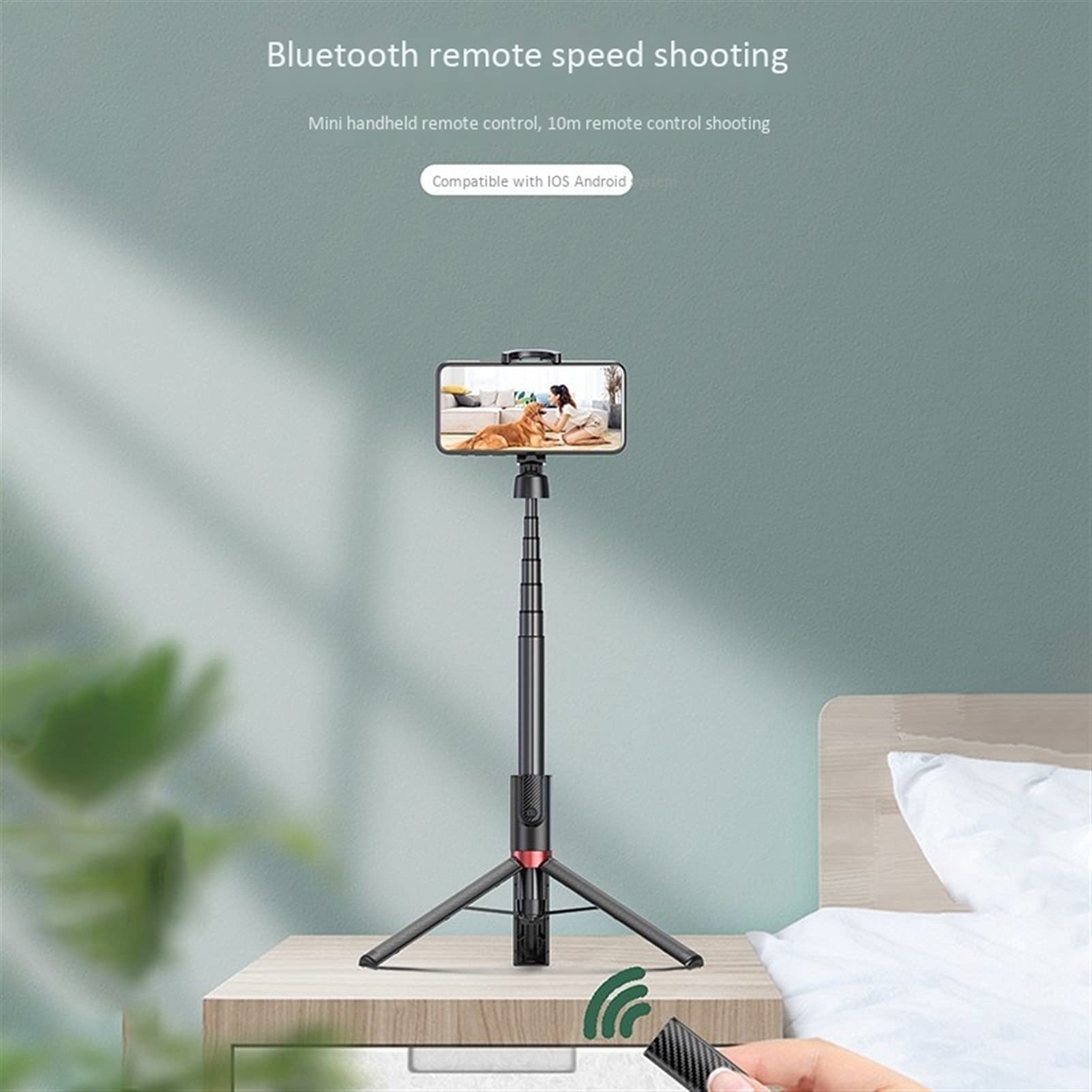 SCRUBY Selfie Stick 130 cm zintegrowany statyw do selfie stick pilot Bluetooth dla twórców filmów YouTube i studia makijażu na żywo