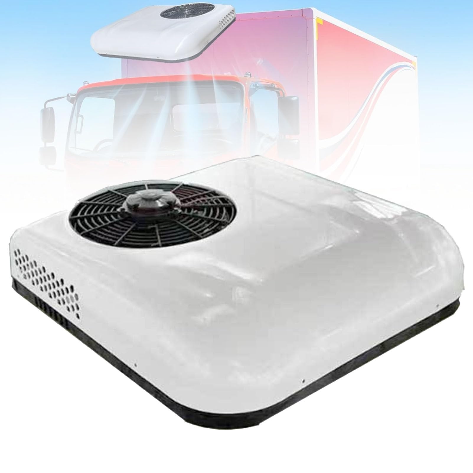 Dachowy Klimatyzator do Kampera, Klimatyzator Postojowy 12V/24V, Przepływ Powietrza 450m³/h - Cicha Jednostka Dachowa AC do Przyczepy Kempingowej, Kampera, Autocampera i Ciężarówki 12V