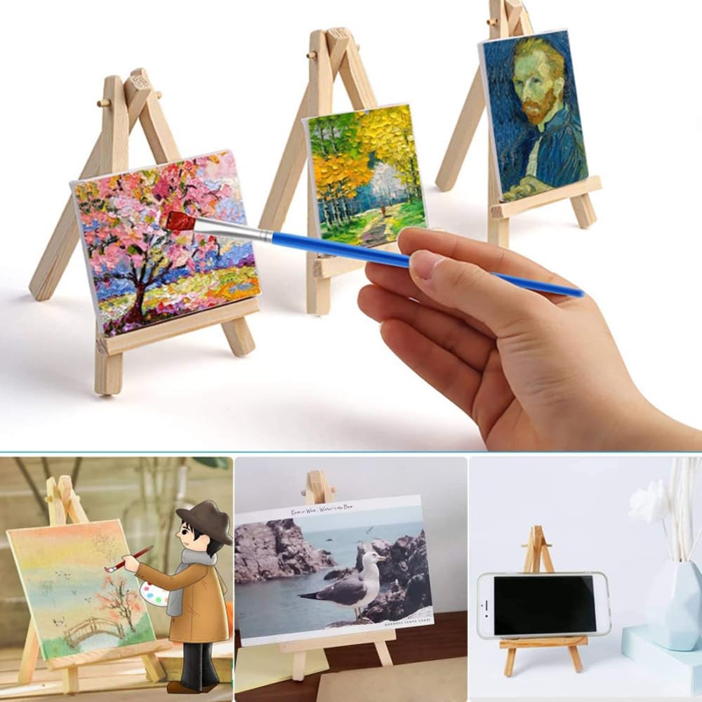 5 Mini Tele Con Cavalletto 10x10 Cm - Set Per Pittura Bambini E Adulti, Ideale Per Decorazioni - Foto 3