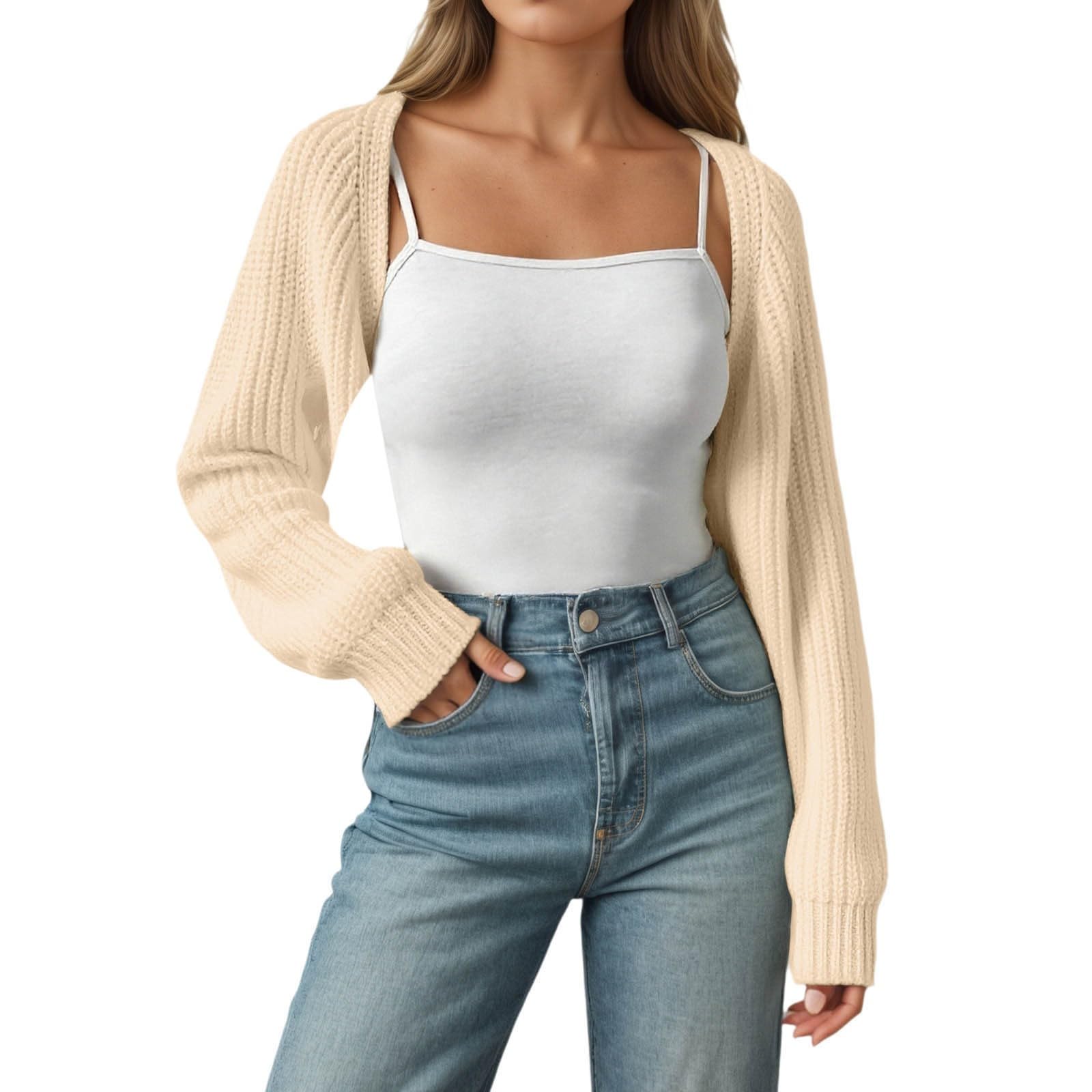 Cropped Cardigan Sweaters for Women Lightweight Y2K Cardigan Lightweight Knit Open Front Bolero Shrugs Fall Outfits