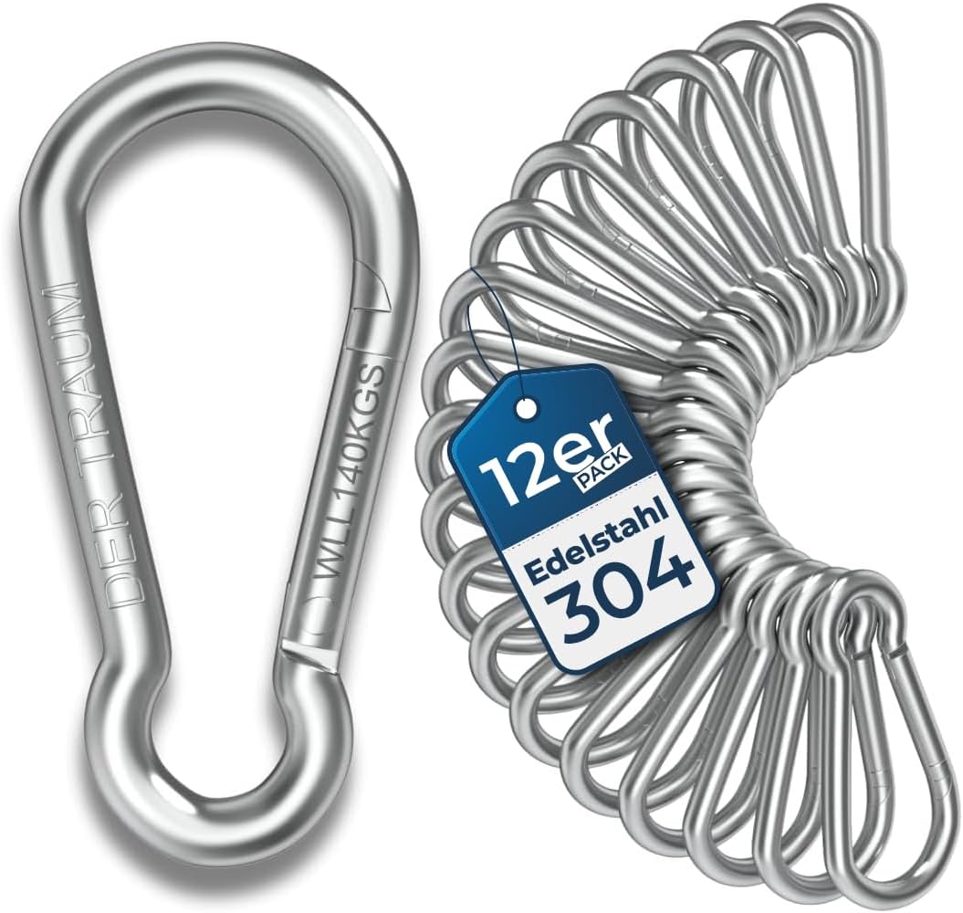 EUPSIIU Karabinerhaken 10er Set - 50mm Federkarabiner Aus Verzinktem Stahl