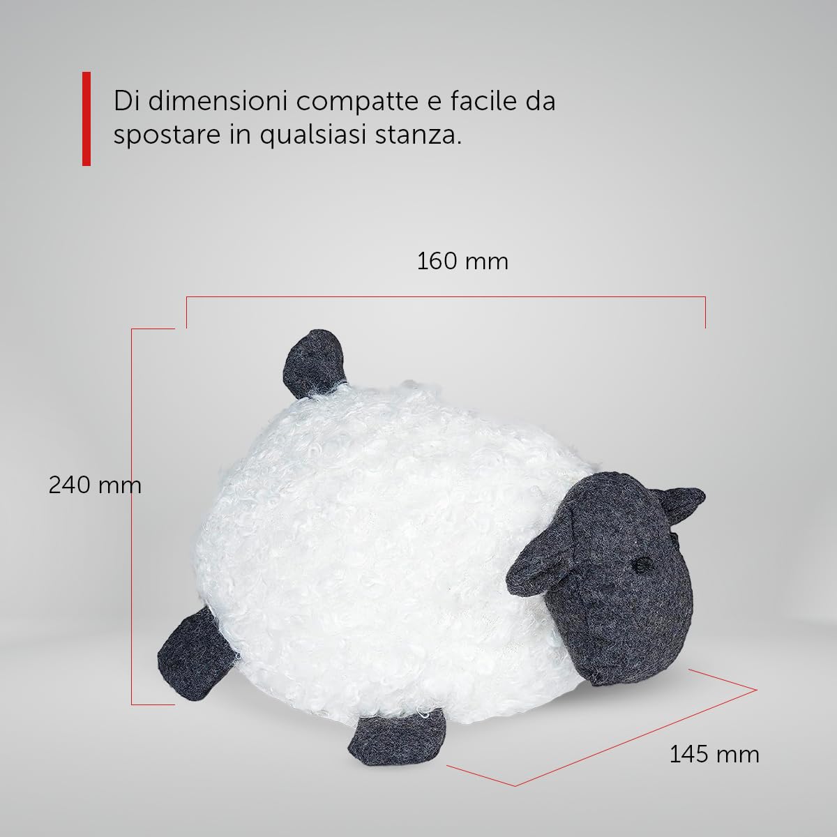 Fermaporta da Pavimento - Design Pecora - Fermatenda e Sostegno Decorativo - 240 x 160 x 145 mm - Riempimento di Sabbia - Resistente - REI