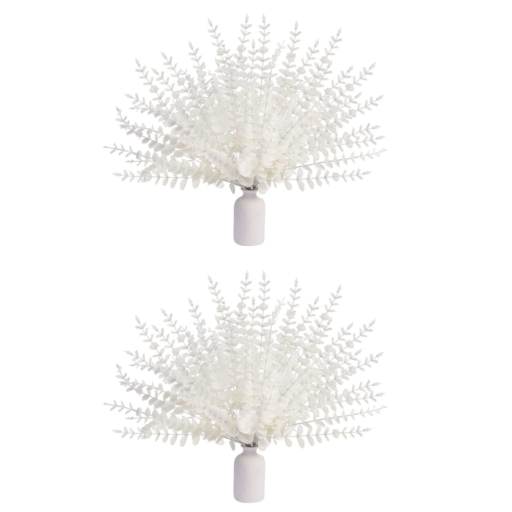 Hndhbfgrt White Artificial Eucalyptus Stems,72Pcs Faux Eucalyptus Branches Leaves Arrangement Wedding Bouquet Decor