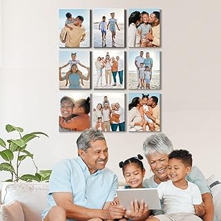 Renditions Gallery Set of 9, 11X14 Custom Photo Prints with Real Wood Pi...