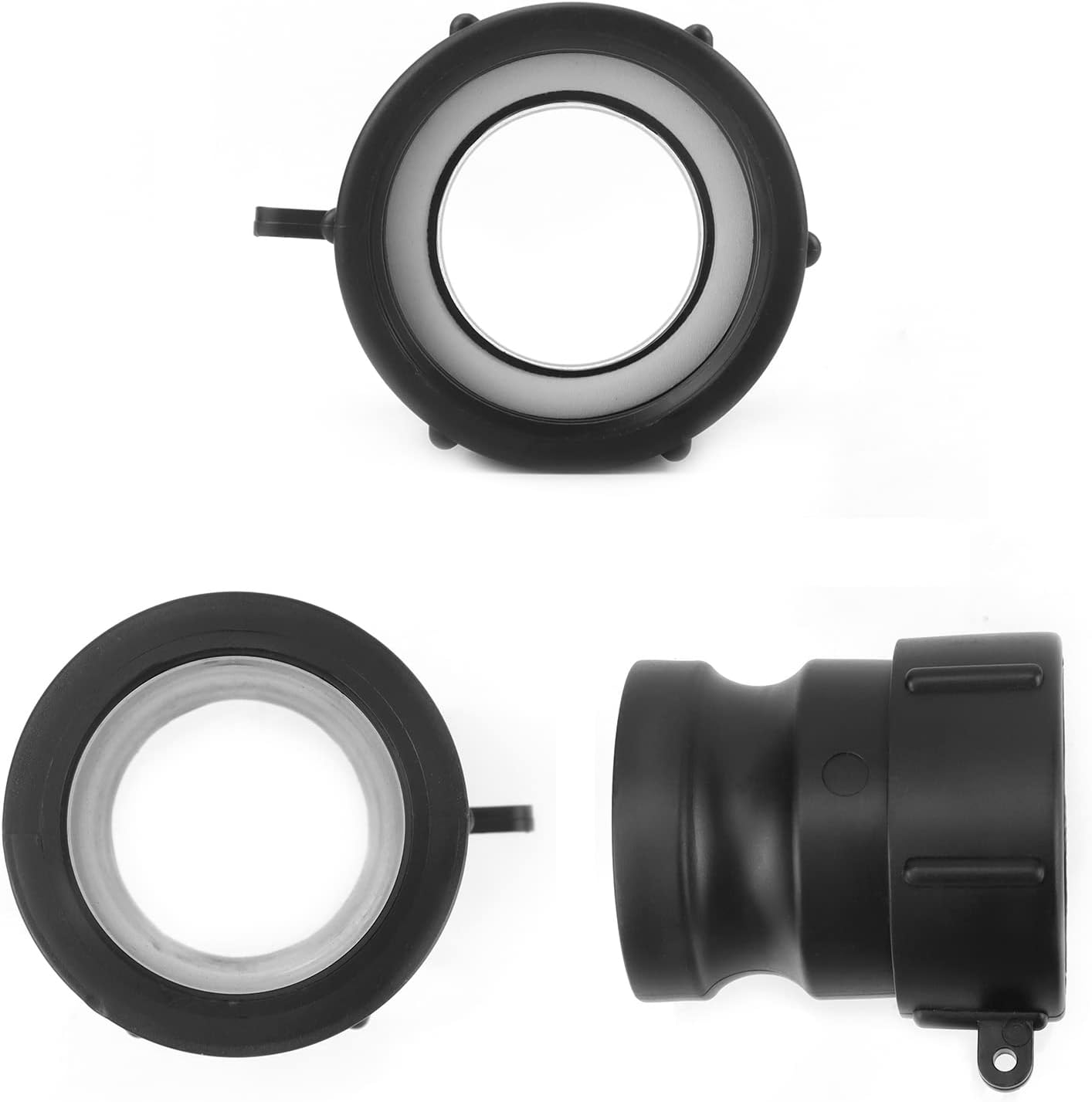 QWORK Latch Fittings, 20 Pack 2” Part A Cam Groove Hose Fitting, 2" Male Adapter x 2" Female Thread, IBC Tote Valve, IBC Tote Fittings, Black