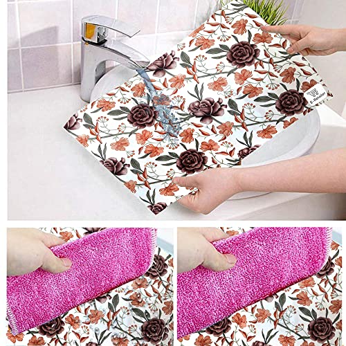 Image of Combo Set of 1 Pc Fridge Top Cover and 6 Pc Fridge Mats (Brown, Set of 7)