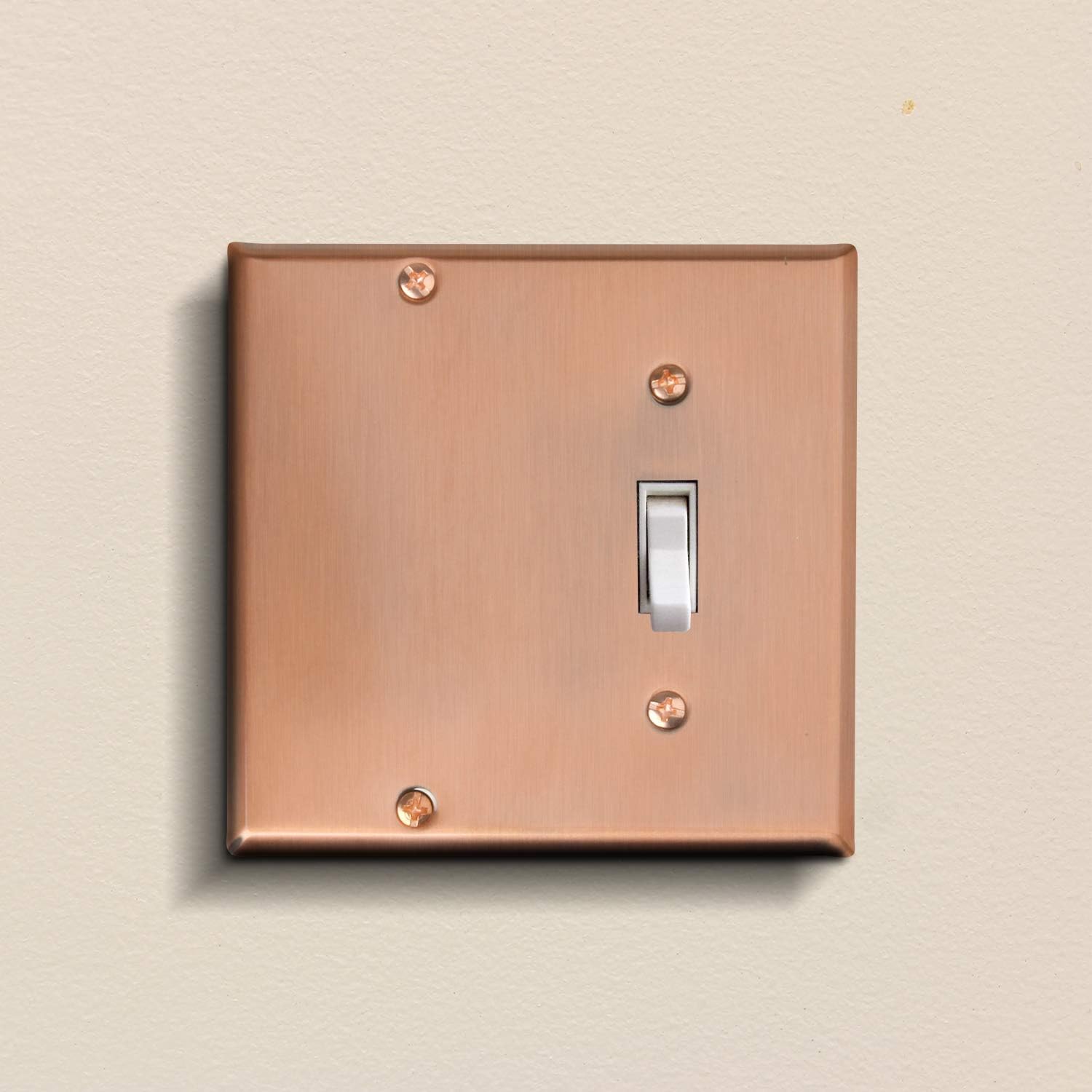 Akicon Copper Switch Plate 2-Gang, 1-Toggle 1-Blank Device Combination Wallplate, UL Listed, 2 PACK