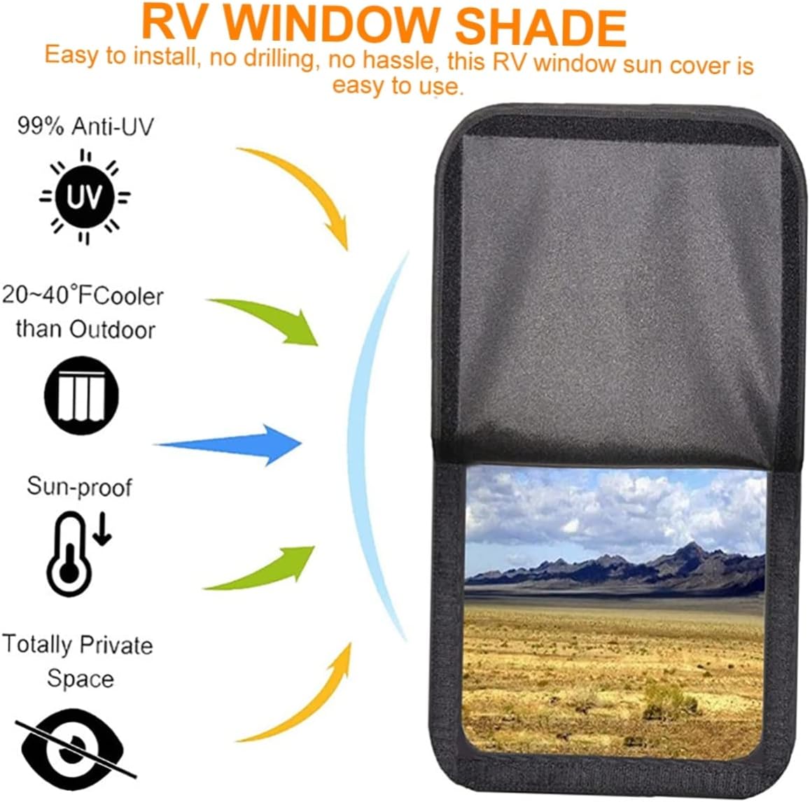 Amosfun Rv Window Shade Cover Complete Privacy Screen for Rv Windows UV Protection Easy Install Classic Design for Camping and Travel