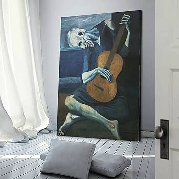 パブロ・ピカソ 「ギターをもつ男」、人物画、巨匠、希少画集画、 新品額装付 パブロ・ピカソ 「ギターをもつ男」、人物画、巨匠、希少画集画