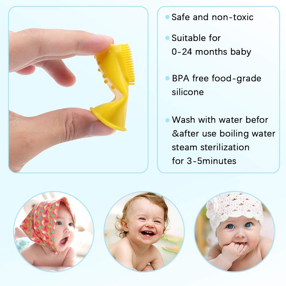 Vicloon Spazzolino da Dito, 6Pcs Spazzolino da Denti in Gomma, Spazzolini Neonati in Silicone, Multicolore Spazzolino Bambini Sicuro da Denti per Gengive Massaggio Orale con Custodia