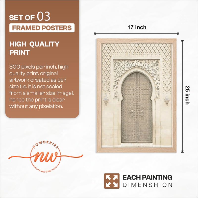 Image of NoWorries Multicolor Wall Decor Paintings for Office and Home | Framed Posters with Synthetic Wooden Frames for Living Room and Wall Decoration (IS-2, 17x25 Inches)
