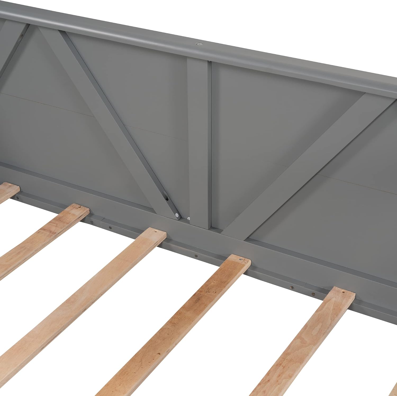 Close-up of the wooden slats and back panel connection on the Flieks Twin Size Daybed