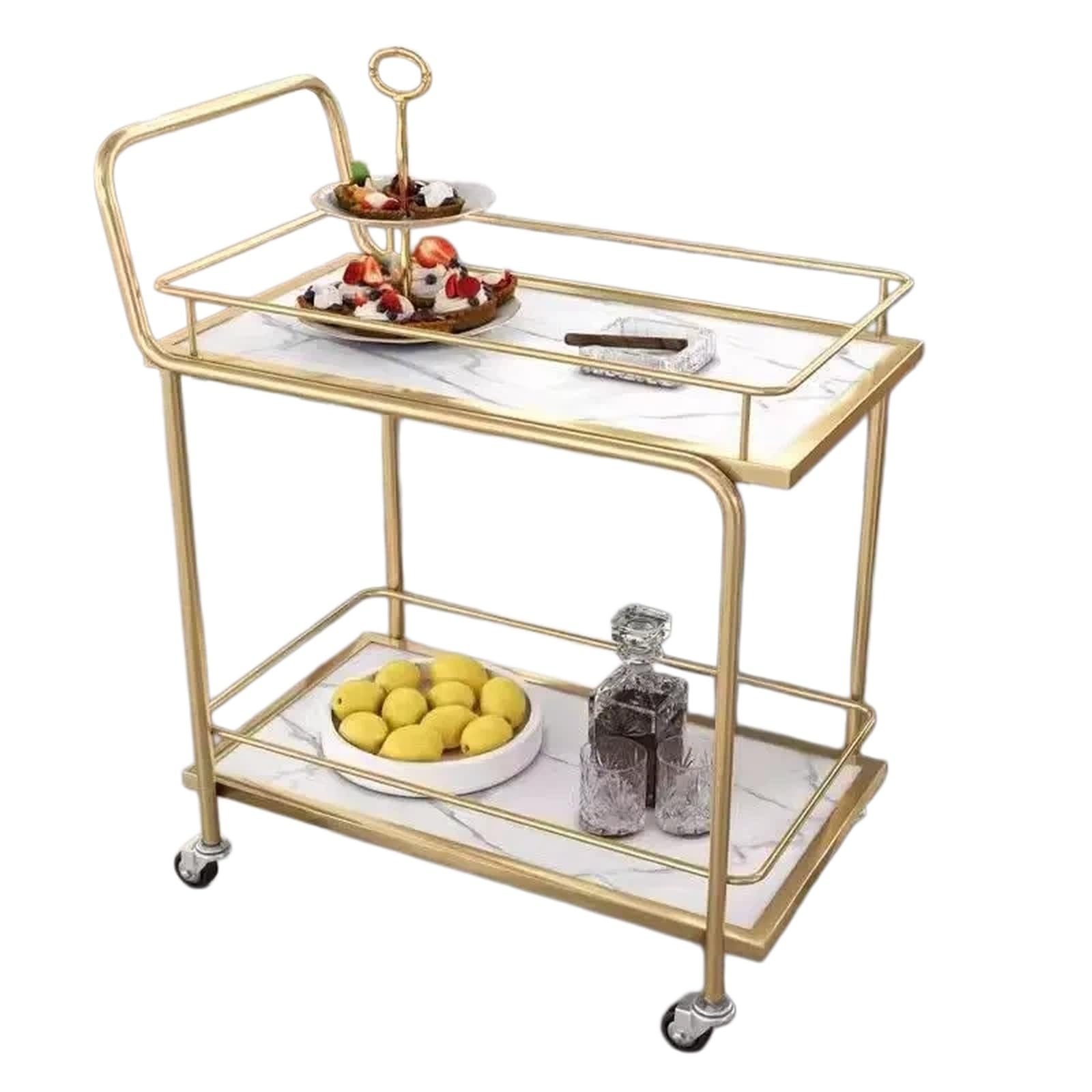 ZYYANSHOP Kitchen Storage Cart 2-Tier Rolling Service Cart Mobile Hotel and Restaurant Beverage & Food Trolley