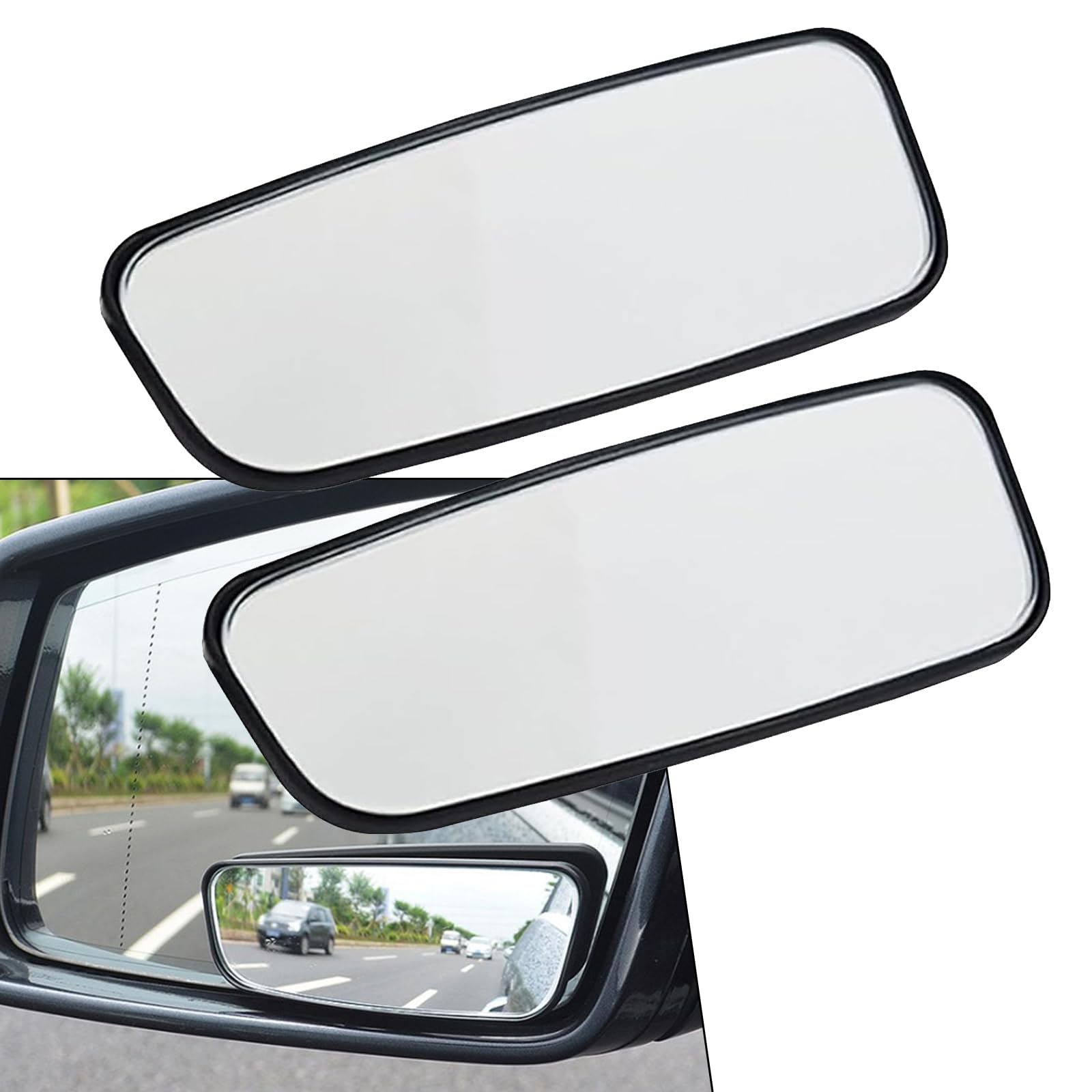 Photo 1 of Icyfond 2PCS Blind Spot Mirrors, Rectangular Shaped HD Glass Convex Rear View Mirror with Adjustable Stick, Car Mirror Blind Spot Compatible with Most Sedans, SUVs, and Trucks(Black)