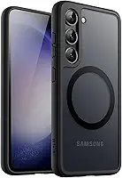 JETech Magnético Capa para Samsung Galaxy S23 5G 6,1 Polegadas, Compatível com Acessórios MagSafe, Case Capinha Estojo de Telefone Translúcida Fosca Traseira à Prova de Choque (Preto)