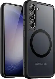 JETech Magnético Capa para Samsung Galaxy S23 5G 6,1 Polegadas, Compatível com Acessórios MagSafe, Case Capinha Estojo de Telefone Translúcida Fosca Traseira à Prova de Choque (Preto)