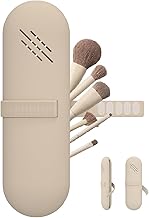 Cosmetic Makeup Brush Cosmetics Organizer Pouch - Silicone Large Beauty Face Brushes Case Holder For Travel (Khaki), Beige