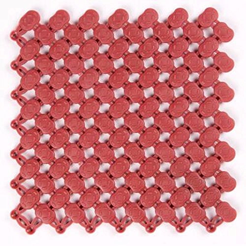 Soclear 10 Red Tiles - Non-Slip Interlocking Modular - Multi-Use Safety Floor Matting with Drainage Holes