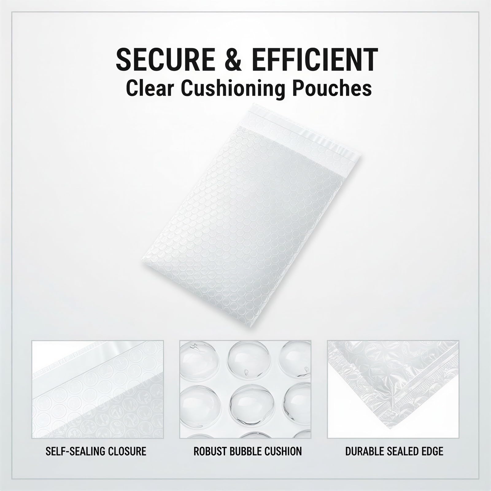 300 Stück selbstklebende Luftpolsterbeutel, 7,9 x 9,9 cm, transparente Luftpolsterfolie, einlagige Luftpolsterfolie für zerbrechliche Gegenstände, Umzug und Lagerung, E-Commerce-Verpackung