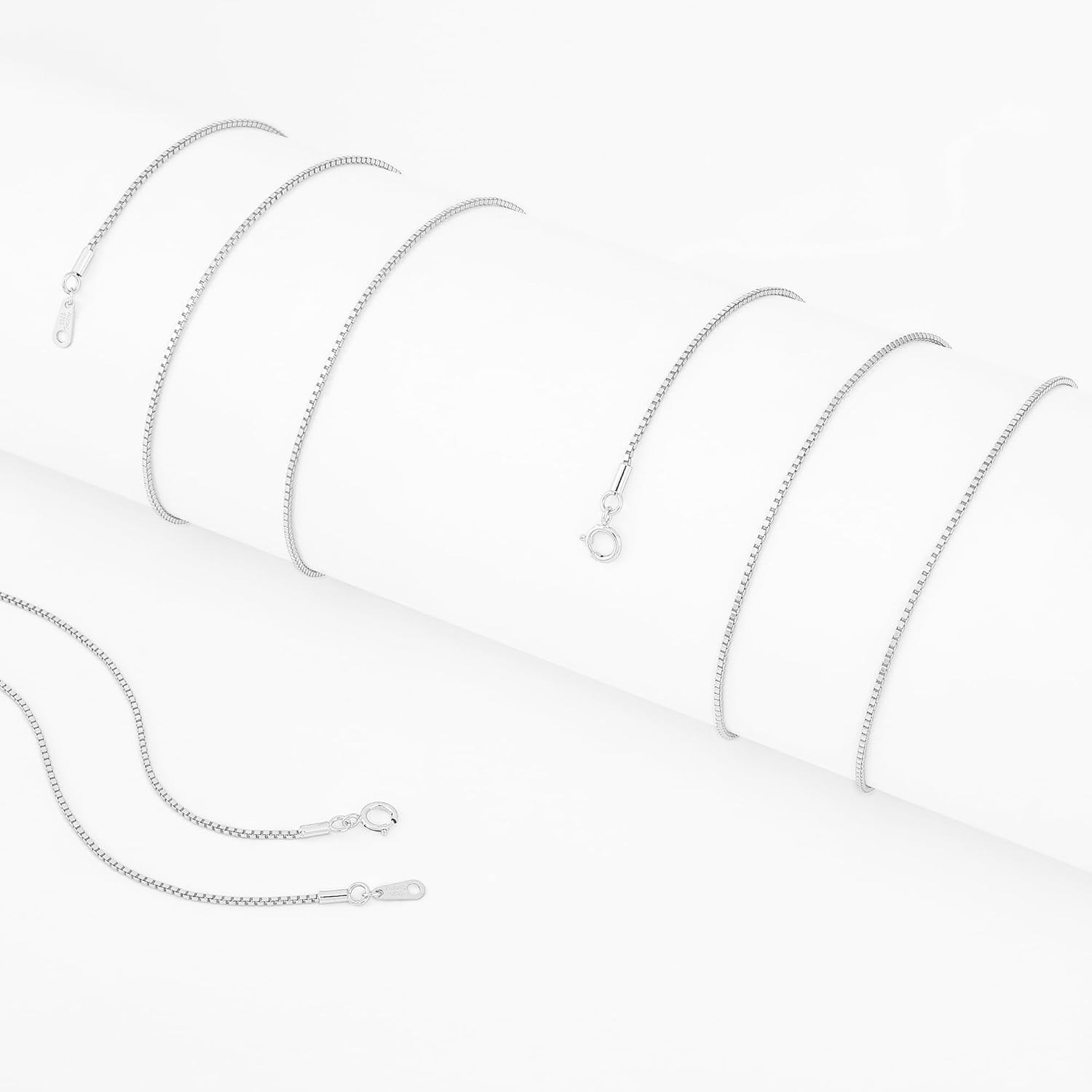 Gacimy Sterling Silver Chain Necklace for Women, 0.8MM 1.0MM 1.2MM 1.5MM 1.7MM 2.0MM Width Silver Box Chain Necklace for Women - Image 7