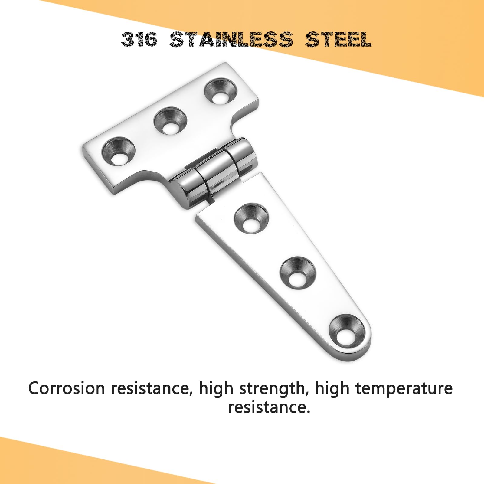 Heavy Duty Marine Boat T Hinges 316 Stainless Steel, 4 x 2.16 Inch, Sturdy Deck Cabinet Door Hinges with Screws (Pack of 2) - Image 4