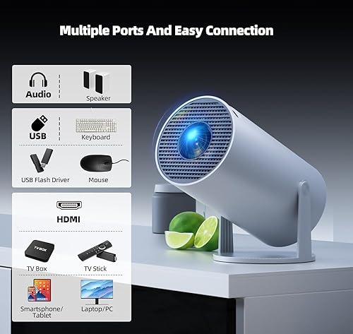Miniatura 8 de Mini proyector, proyector con Wifi y Bluetooth, 4K 1080P proyectores portátiles con rotación de 220 Auto Keystone Android 11.0 Proyectores
