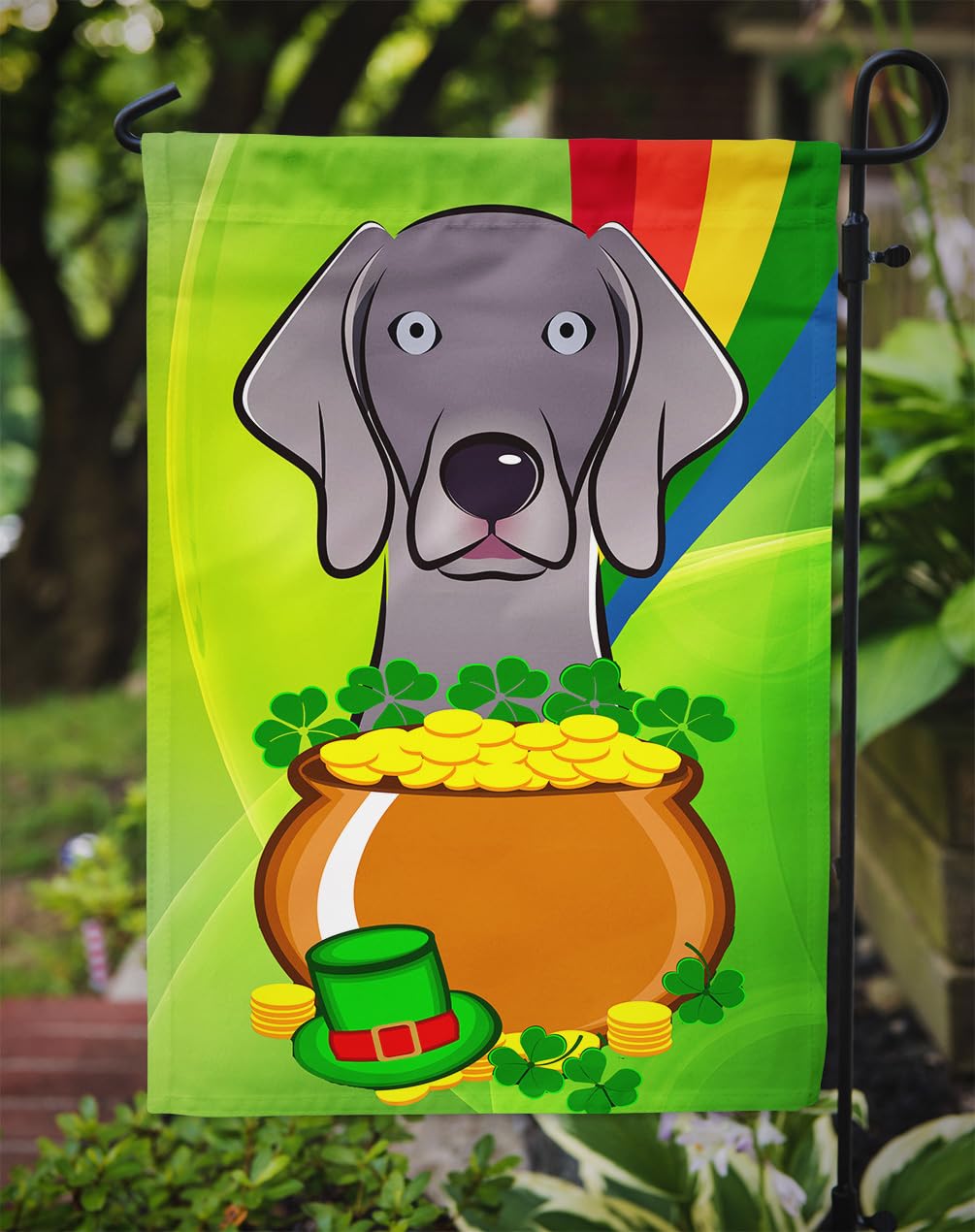 Caroline's Treasures Gartenflagge Weimaraner St. Patrick's Day – Doppelseitig, 100% Polyester
