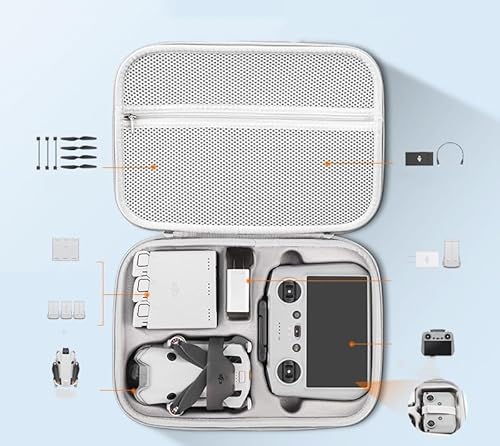 For Mini 4 Pro RC 2 Case, Large Capacity Portable PU Leather Storage Bag for DJI Mini 4 Pro Fly More Combo Drone RC2 Controller Kit Accessories (Black)