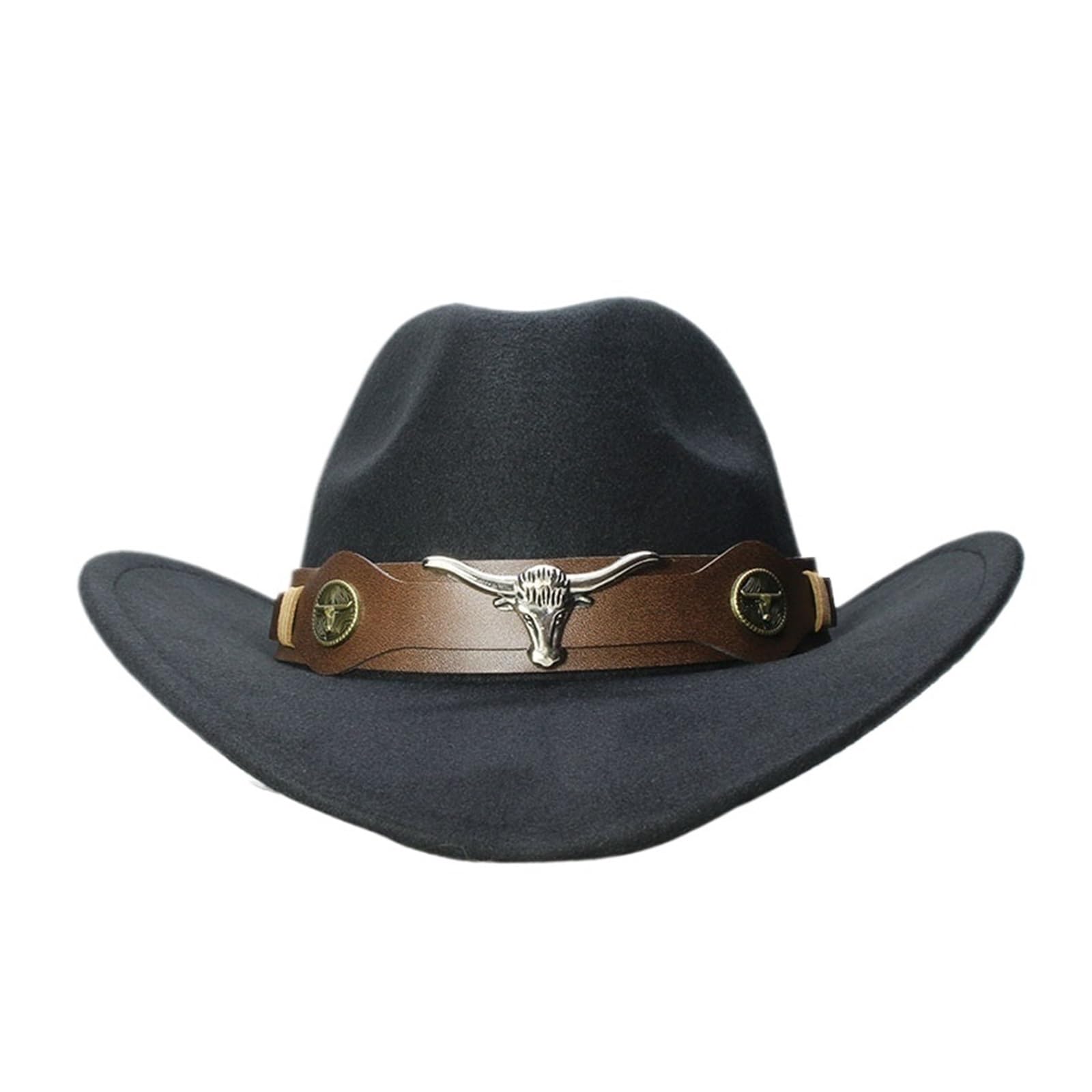 Cappello Cowboy Cappello da Cowboy Vintage Donna e Uomo, in Lana, a Tesa Larga, Stile Cowgirl(Black,Adult Size 57cm)